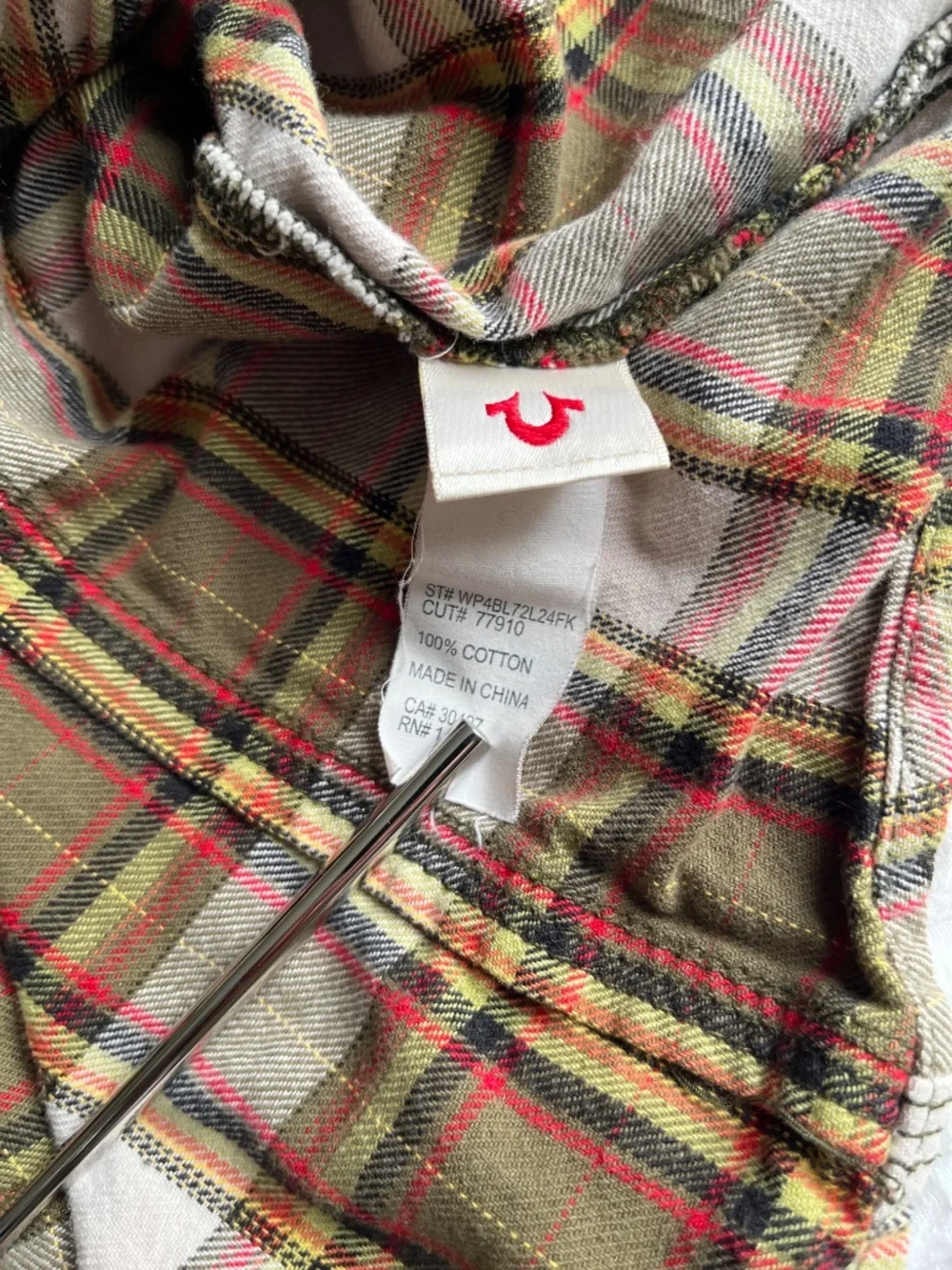 True Religion Pearl Snap Western Plaid Flannel Shirt Long Sleeve - Picture 6 of 6